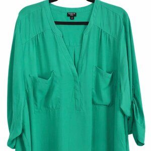 ✨ Torrid Harper Blouse Size 4 Green Pullover Work Office Top
